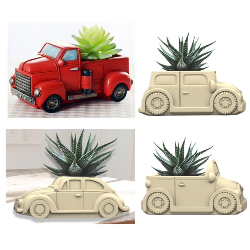 Echeveria Succulent - 3D Samochód soczysty doniczka żywica silikonowa